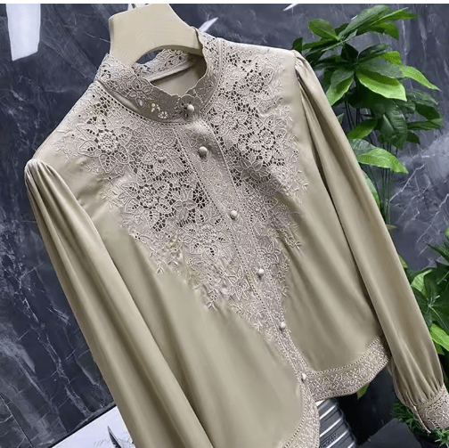 Top Vintage Années 30 Manches Longues Beige - Louise Vintage