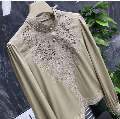 Top Vintage Années 30 Manches Longues Beige - Louise Vintage