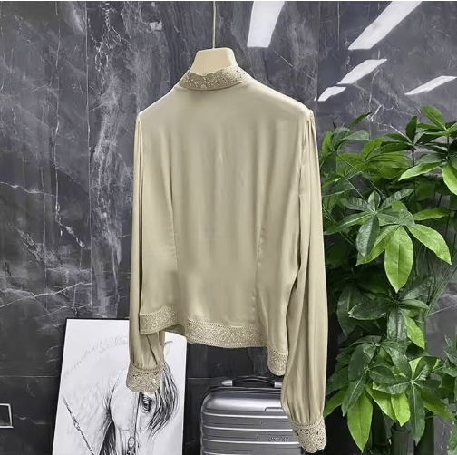 Top Vintage Années 30 Manches Longues Beige - Louise Vintage