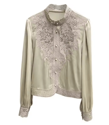 Top Vintage Années 30 Manches Longues Beige - Louise Vintage