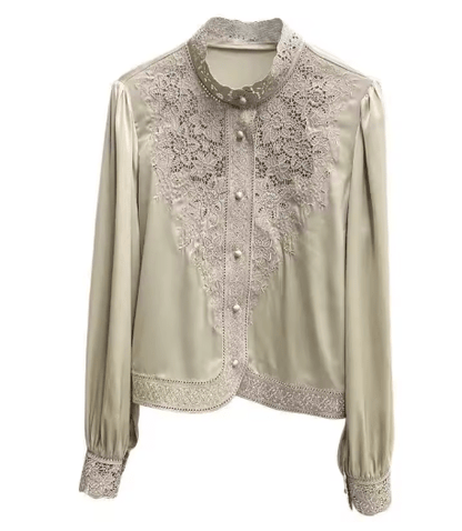 Top Vintage Années 30 Manches Longues Beige - Louise Vintage