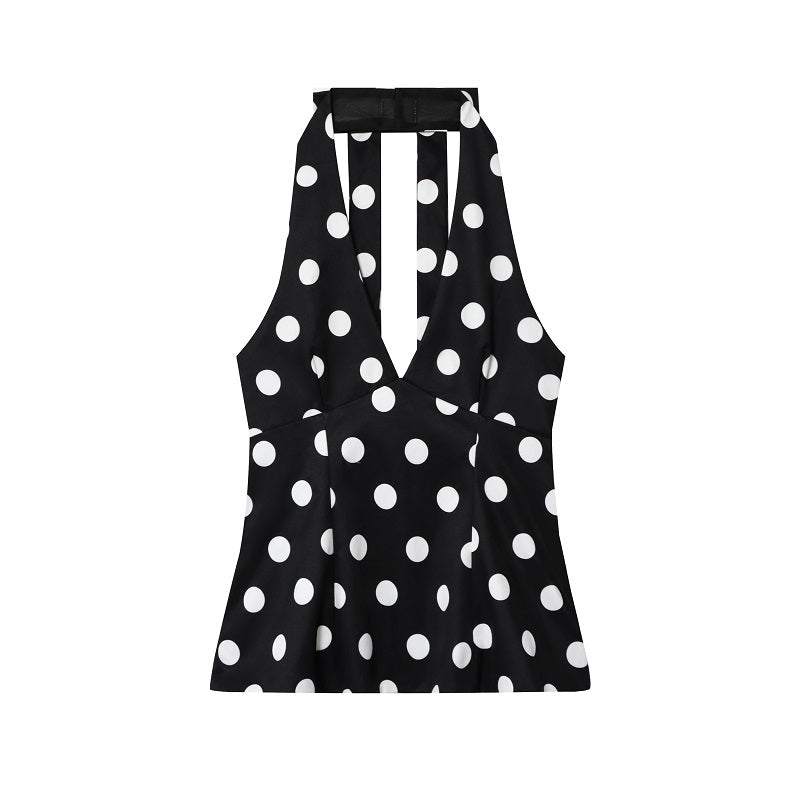 Top Vintage Années 50 Noir Pois - Louise Vintage