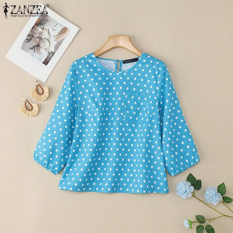 Top Vintage Bleu Pois - Louise Vintage