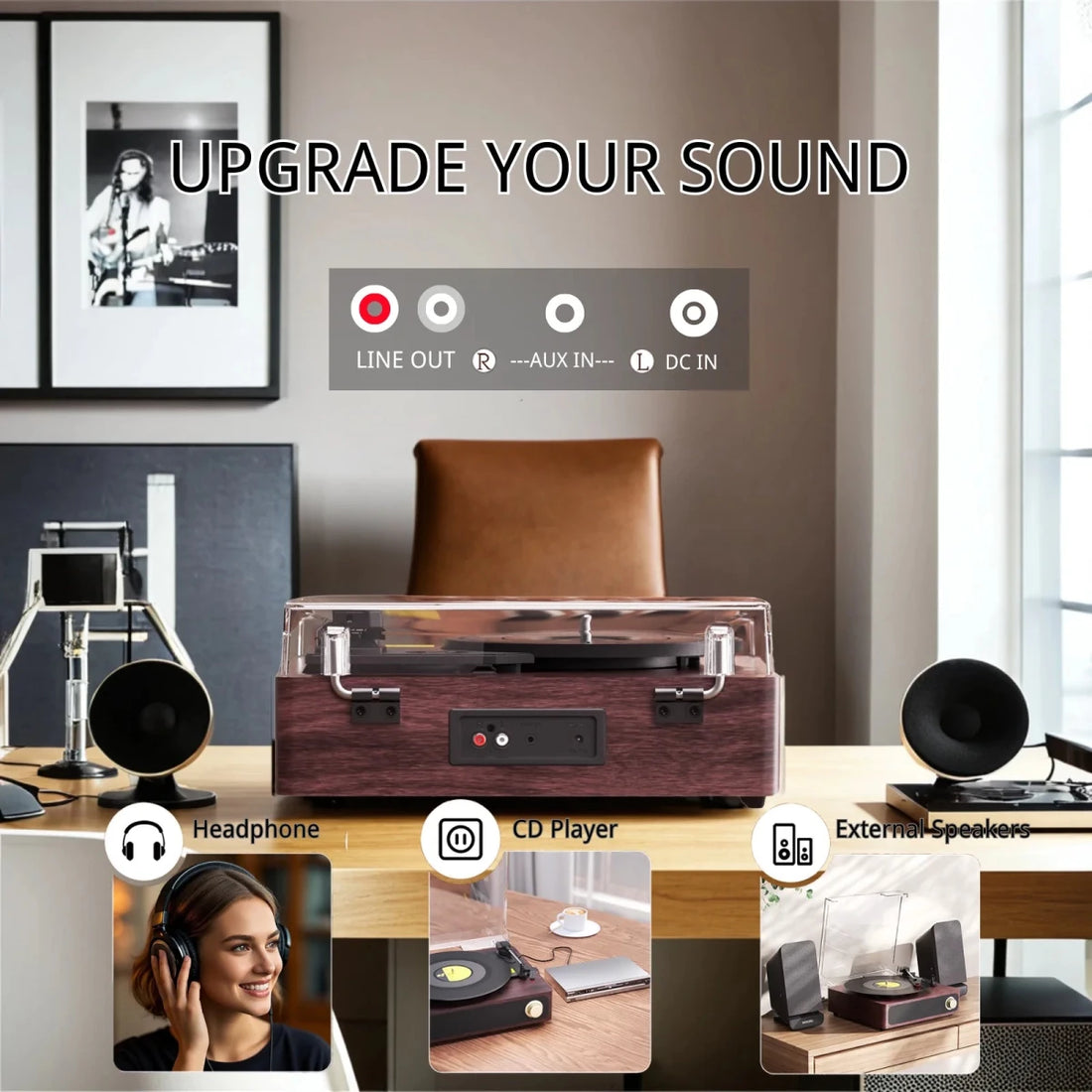 Tourne Disque Vintage Bleu - Louise Vintage