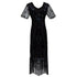 Women 1920s Crystal Fringe Flapper Dress Art Deco Beaded Gown Gatsby Era Soirées Vintage Stage Costume Halloween Speakeasy - Louise Vintage