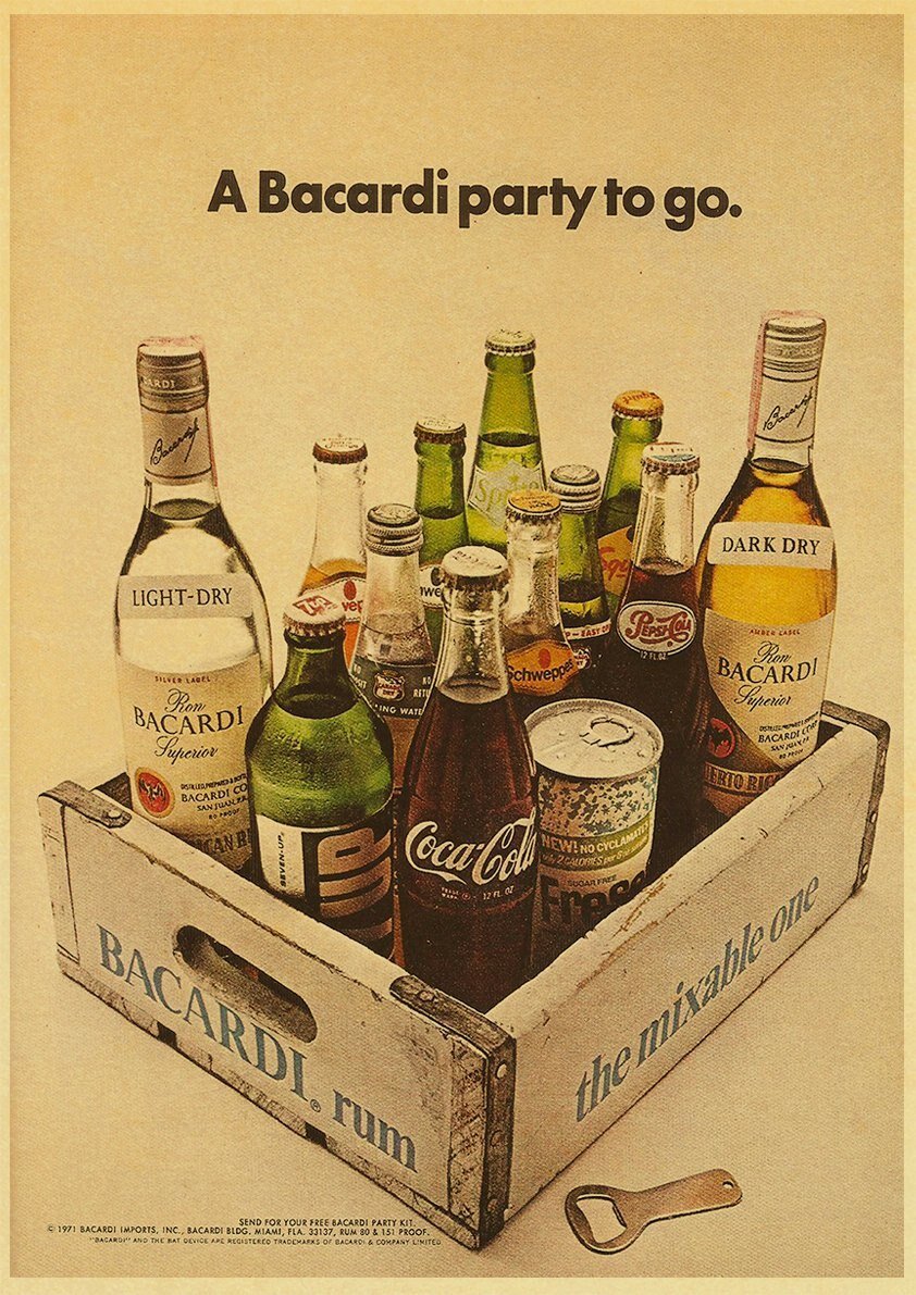 Affiche Publicitaire Vintage Bacardi - Louise Vintage