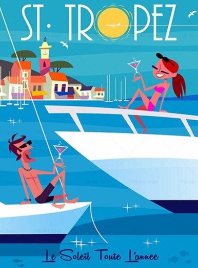 Affiche Saint Tropez Design Vintage - Louise Vintage