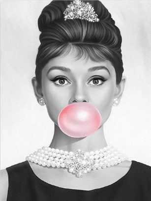 Affiche Vintage Bubble Gum Audrey Hepburn - Louise Vintage
