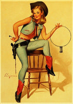 Affiche Vintage Elvgren CowGirl - Louise Vintage
