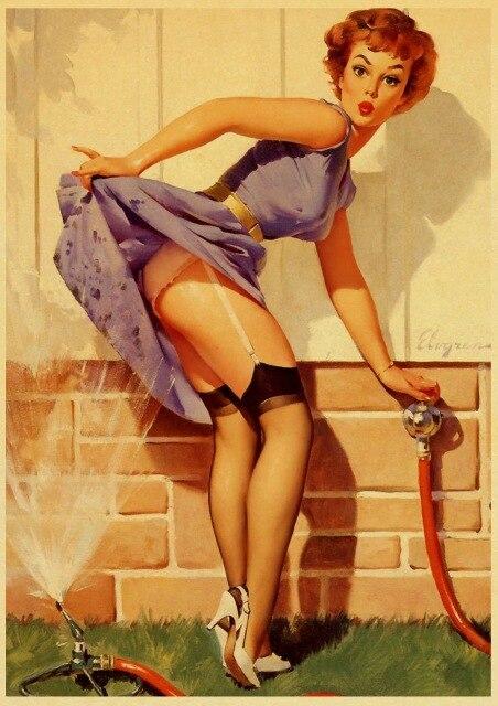 Affiche Vintage<br> Pin Up Jardin - Louise Vintage