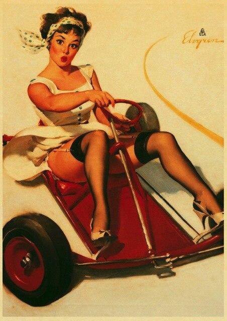 Affiche Vintage&lt;br&gt; Pin Up Kart - Louise Vintage