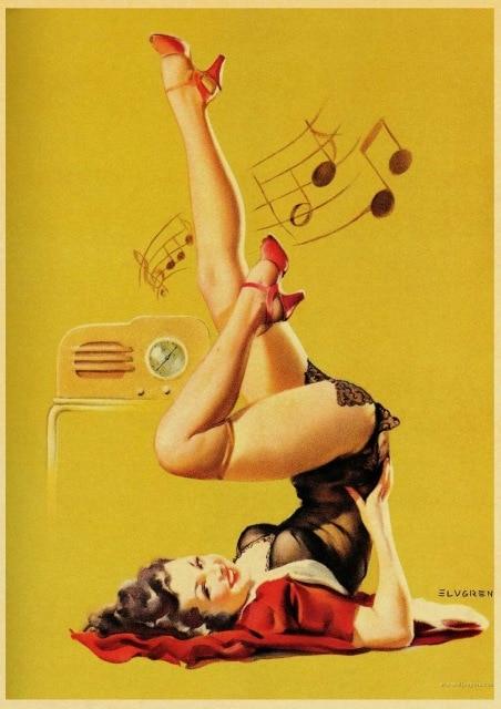 Affiche Vintage&lt;br&gt; Pin Up Musique - Louise Vintage