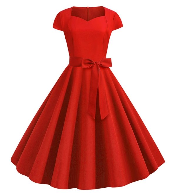 Années 50 Robe Vintage Rouge - Louise Vintage