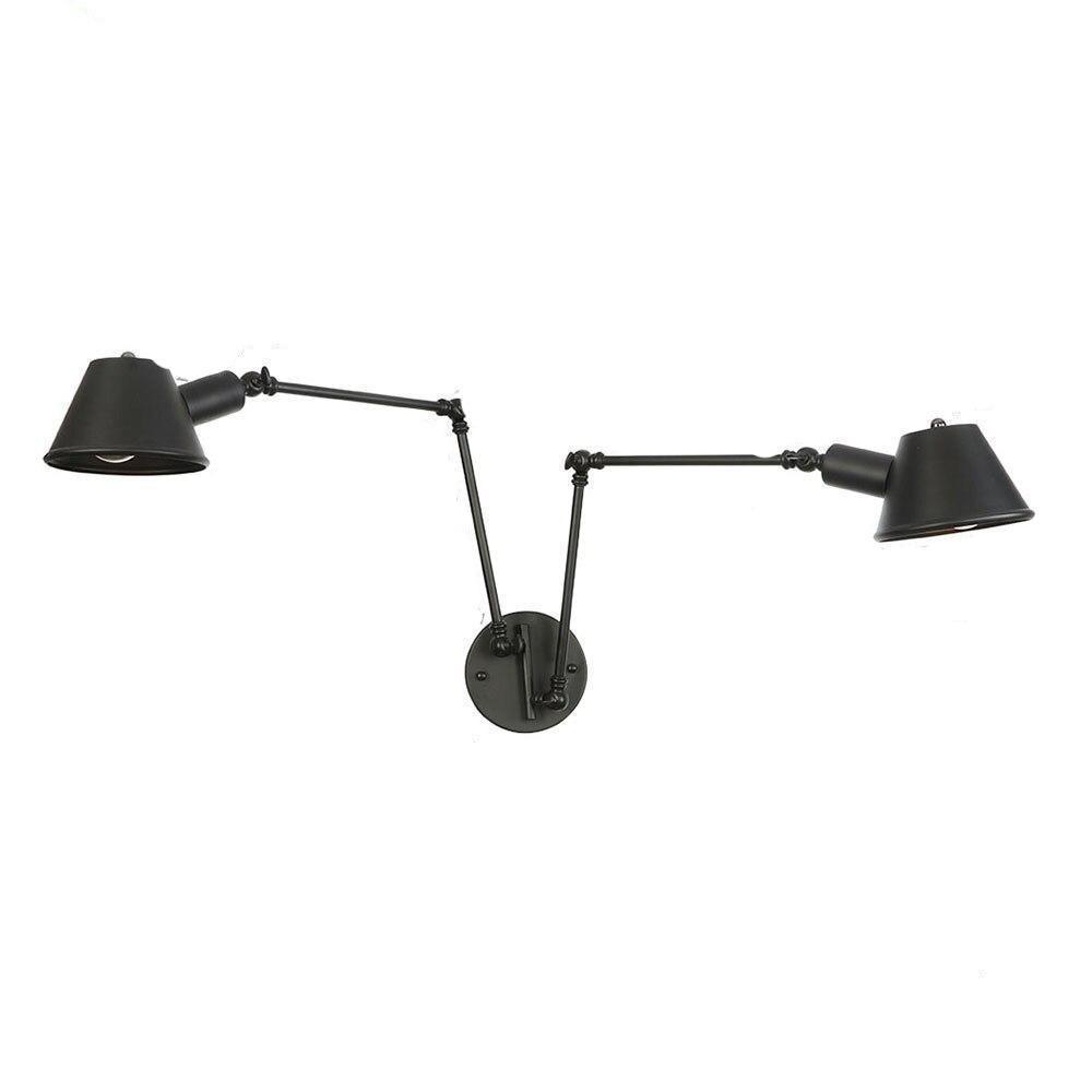 Applique Murale Salon Vintage 2 Ampoules Noire - Louise Vintage