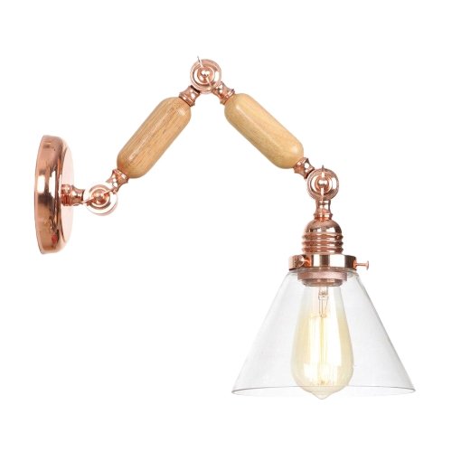 Applique Murale Vintage Bois 2 Branches Transparent - Louise Vintage