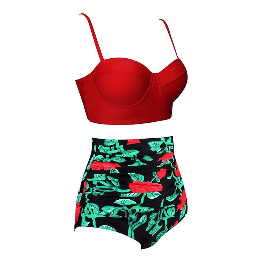 Bikini Taille Haute Vintage Rouge - Louise Vintage