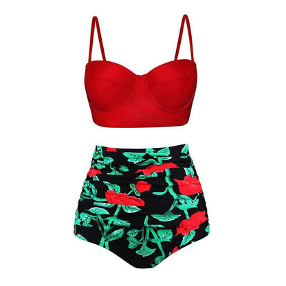 Bikini Taille Haute Vintage Rouge - Louise Vintage