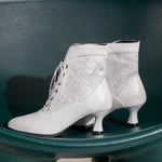 Bottines à Lacets Femme Rétro Blanches - Louise Vintage