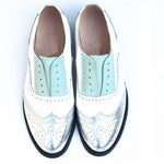 Chaussures Oxford Femme Argent Blanc Vert - Louise Vintage