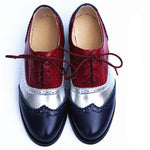 Chaussures Oxford Femme Bleu Argent Rouge - Louise Vintage