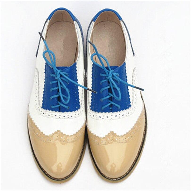 Chaussures Oxford Femme Café Blanc Bleu - Louise Vintage