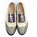 Chaussures Oxford Femme Gris Beige Violet - Louise Vintage