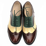 Chaussures Oxford Femme Marron Abricot Vert - Louise Vintage
