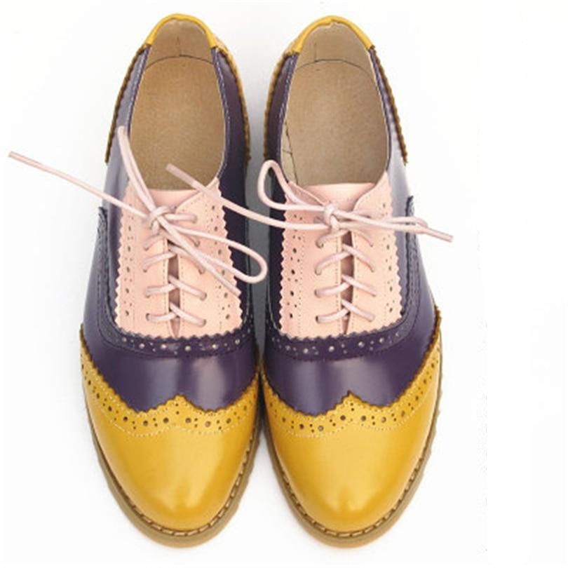 Chaussures Oxford Femme Rose Violet Jaune - Louise Vintage