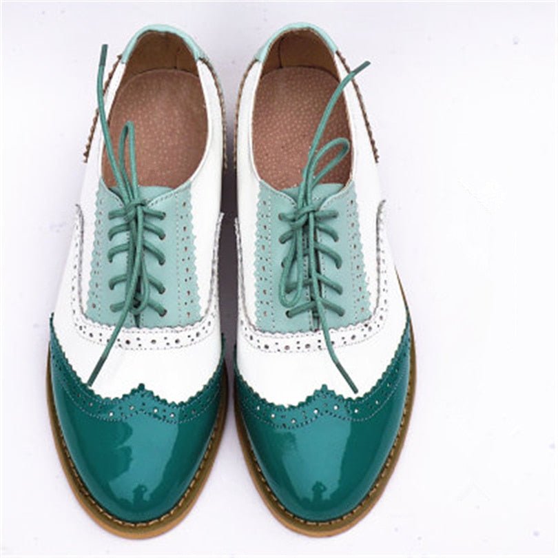 Chaussures Oxford Femme Vert Blanc - Louise Vintage