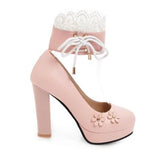 Chaussures Pin Up Fleurs Rose - Louise Vintage