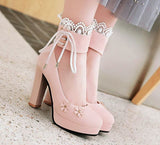 Chaussures Pin Up Fleurs Rose - Louise Vintage