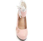 Chaussures Pin Up Fleurs Rose - Louise Vintage