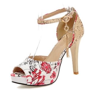 Chaussures Pin Up Fleurs Rouge - Louise Vintage