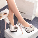 Chaussures Pin Up Pois Blanc - Louise Vintage