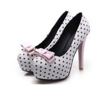 Chaussures Pin Up Pois Blanc - Louise Vintage