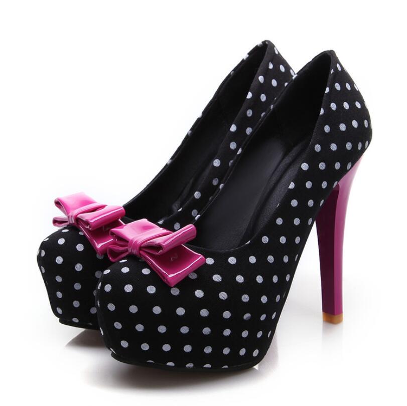 Chaussures Pin Up Pois Noir - Louise Vintage