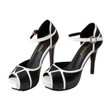 Chaussures Pin Up Rayure Foncé - Louise Vintage