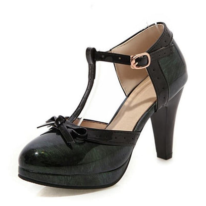 Chaussures Pin Up Verte Brillantes - Louise Vintage