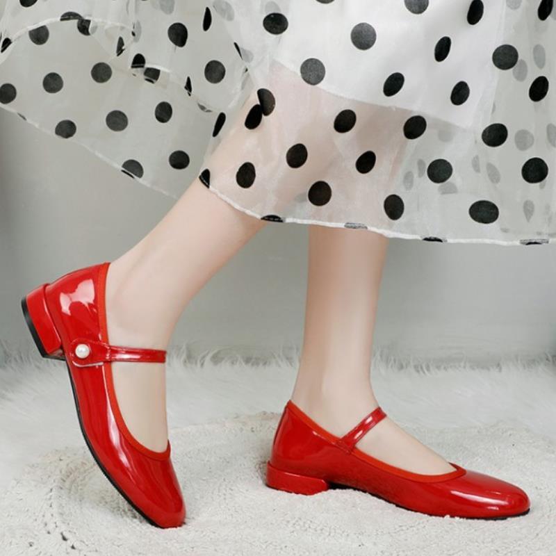 Chaussures Plates Vintage Rouge - Louise Vintage