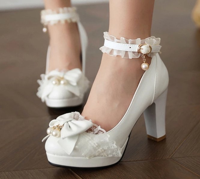 Chaussures Rétro Mariage Chic Blanc - Louise Vintage