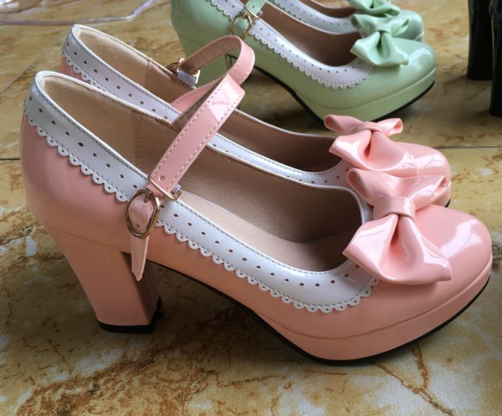 Chaussures Rétro Pin-Up Blanc Rose - Louise Vintage