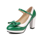 Chaussures Rétro Pin-Up Blanc Vert - Louise Vintage