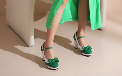 Chaussures Rétro Pin-Up Blanc Vert - Louise Vintage