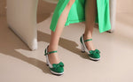 Chaussures Rétro Pin-Up Blanc Vert - Louise Vintage
