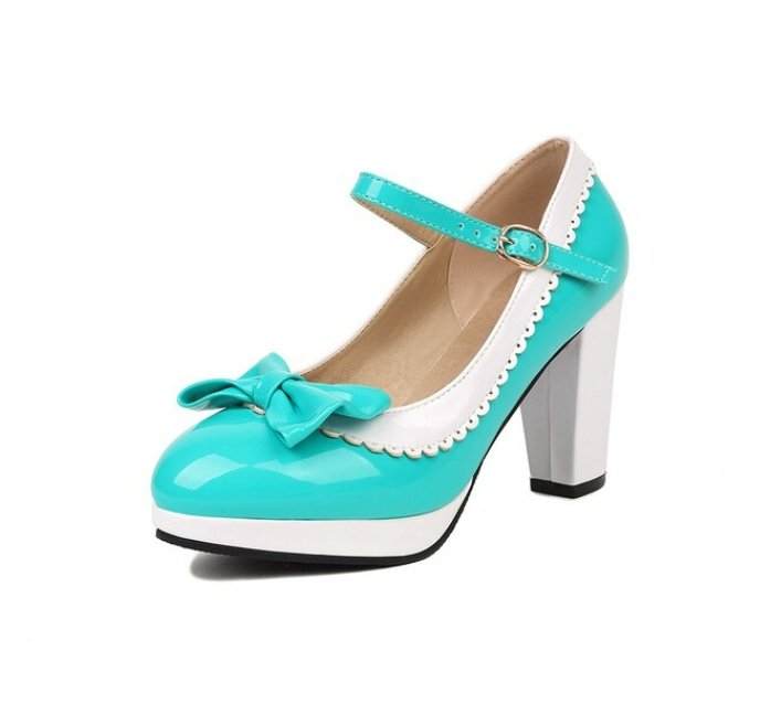 Chaussures Rétro Pin-Up Vert Bleu - Louise Vintage