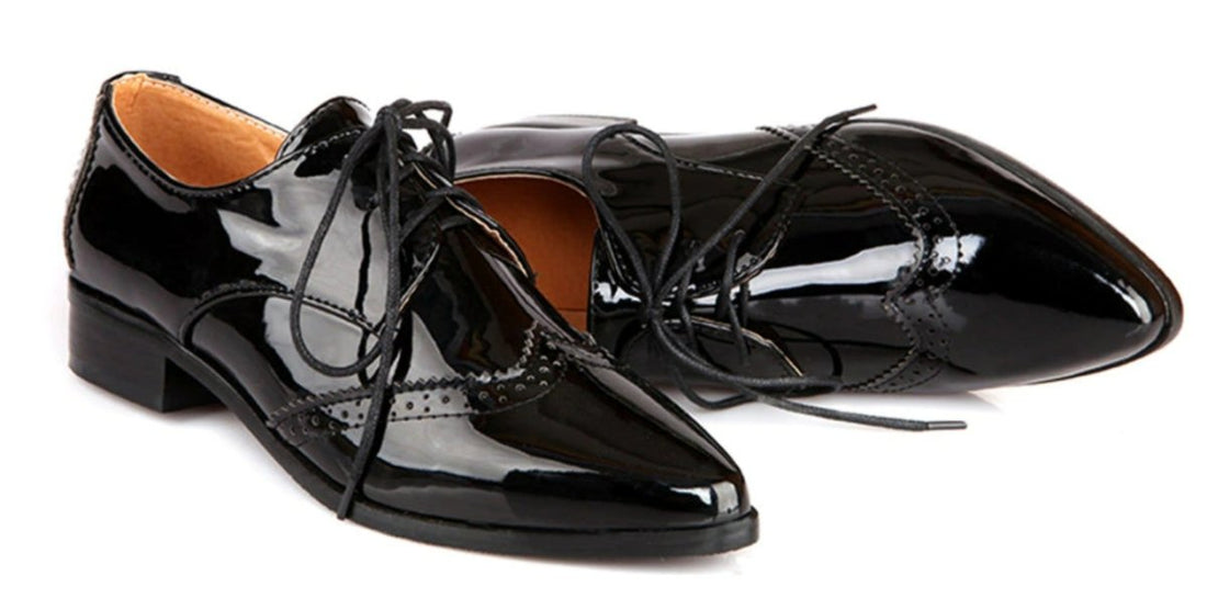 Chaussures Vintage Cuir Pointues Noires - Louise Vintage