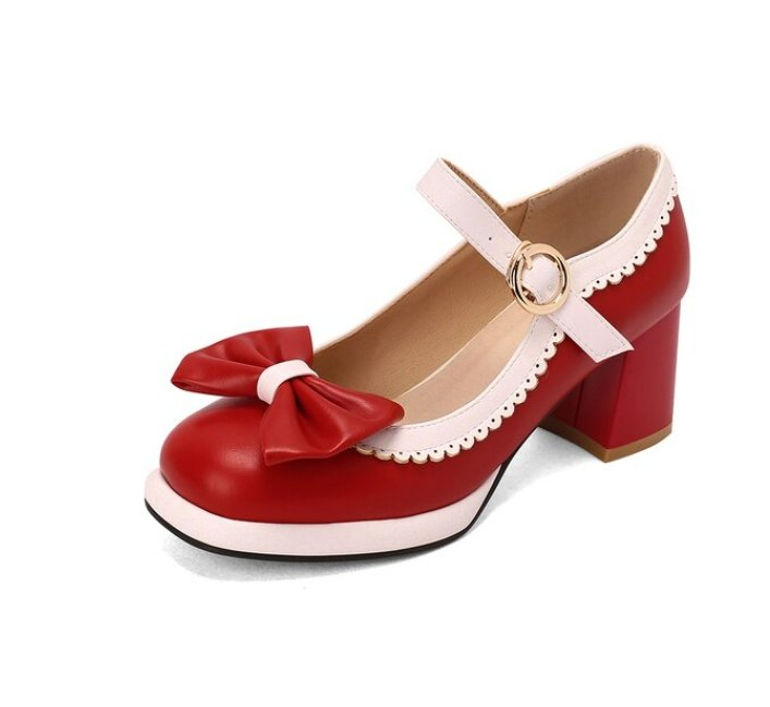 Chaussures Vintage Cuir Style Mary Jane Rouge - Louise Vintage