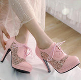 Chaussures Vintage Dentelle Rose - Louise Vintage