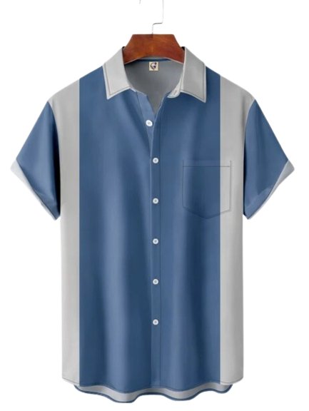 Chemise Vintage Homme Rockabilly Bleu - Louise Vintage