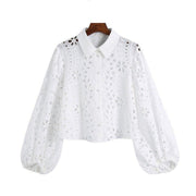 Chemisier Blanc Vintage Manches Bouffantes